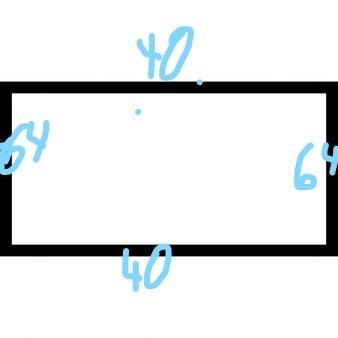 A rectangle is 64cm long 40cm wide find is area and perimeter-example-1