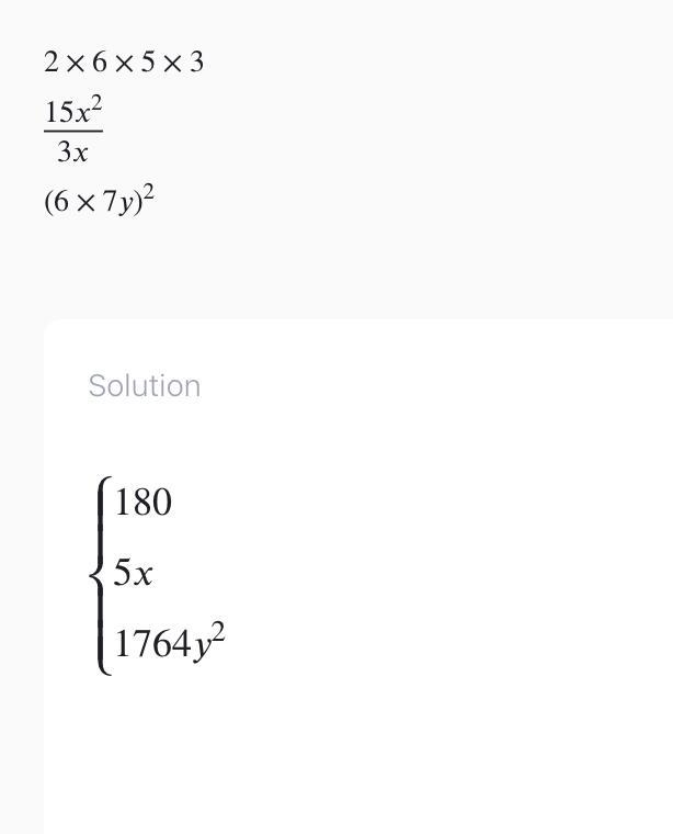 Properties of exponents questions PLEASE HELP {2x}^(6) * {5x}^(3) { (15x)/(3x) }^(2) ( {6x-example-1