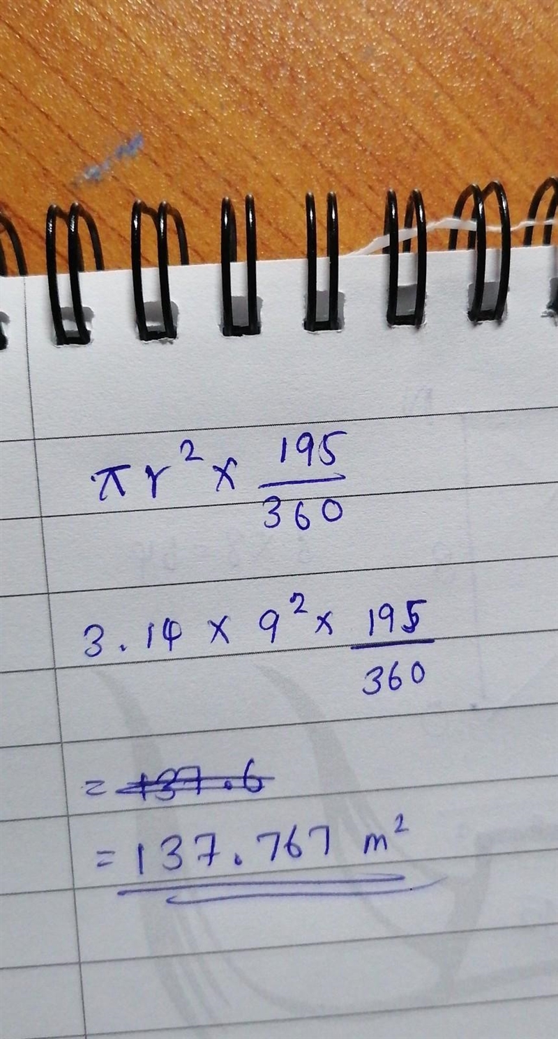 Show Your Work Find the area of the sector-example-1