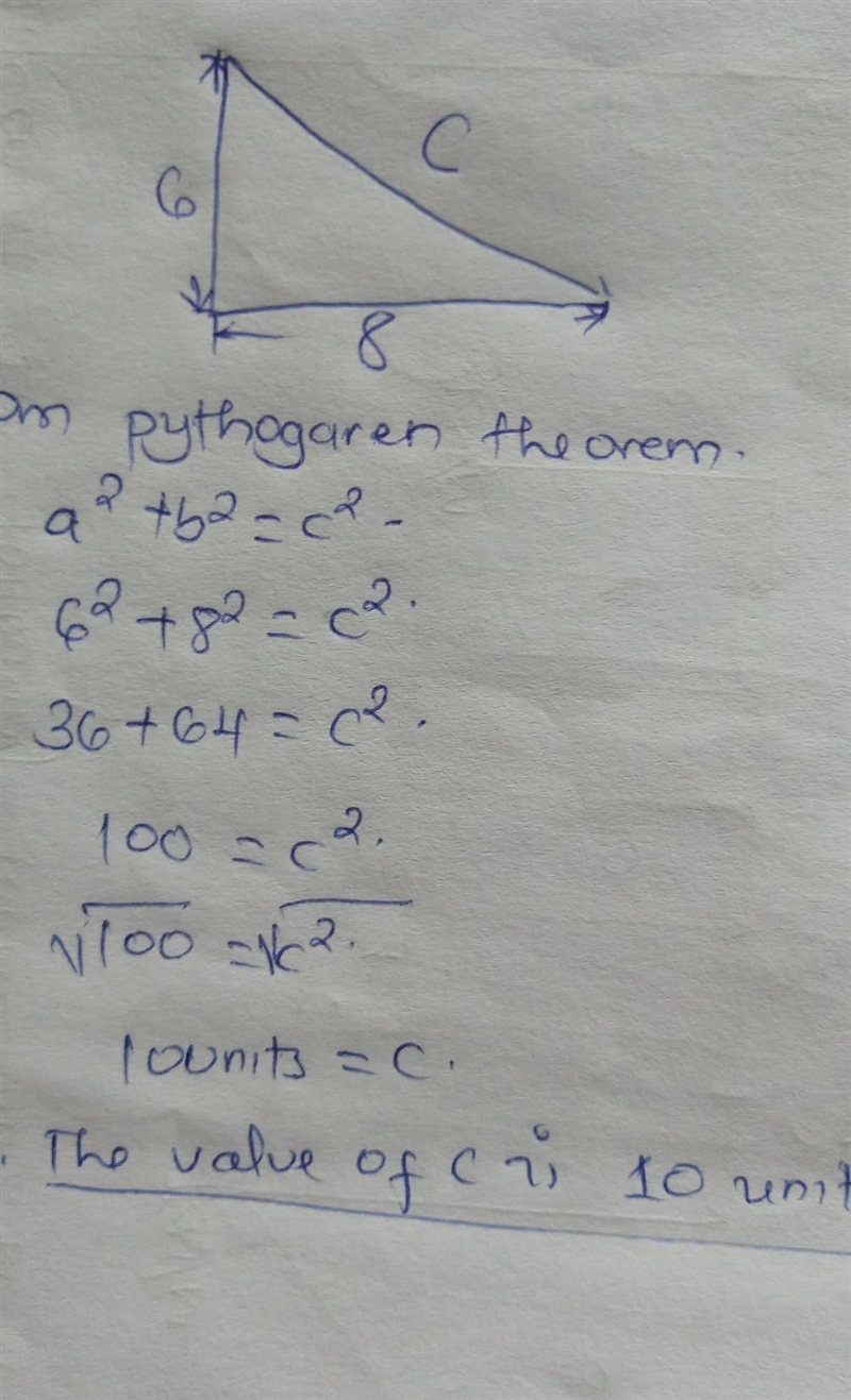 Use the Pythagorean Theorem to find the missing length in the right triangle.-example-1