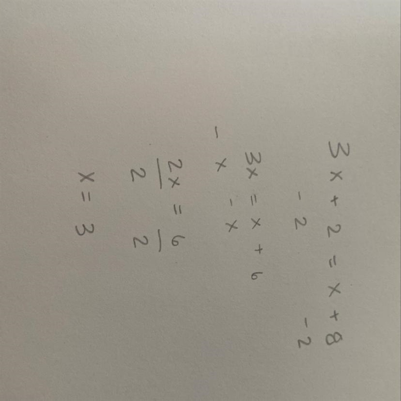 What is the solution to 3x+2=x+8-example-1