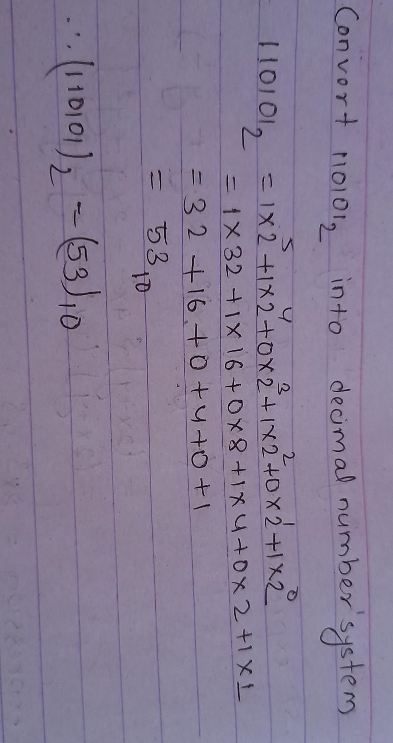 6. (a) Convert 1101012 into decimal number system. b) Convert 456 into quinary number-example-1