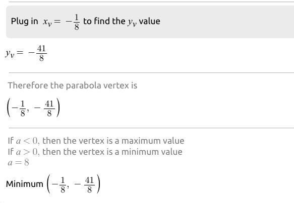 Write the quadratic function in vertex form: f(x) = 8x2 + 2x - 5-example-2