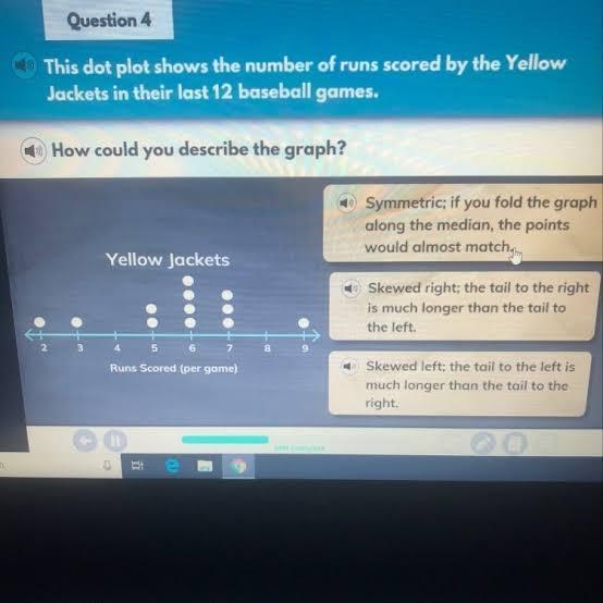 This dot plot shows the number of runs scored by the yellow jackets in their last-example-1