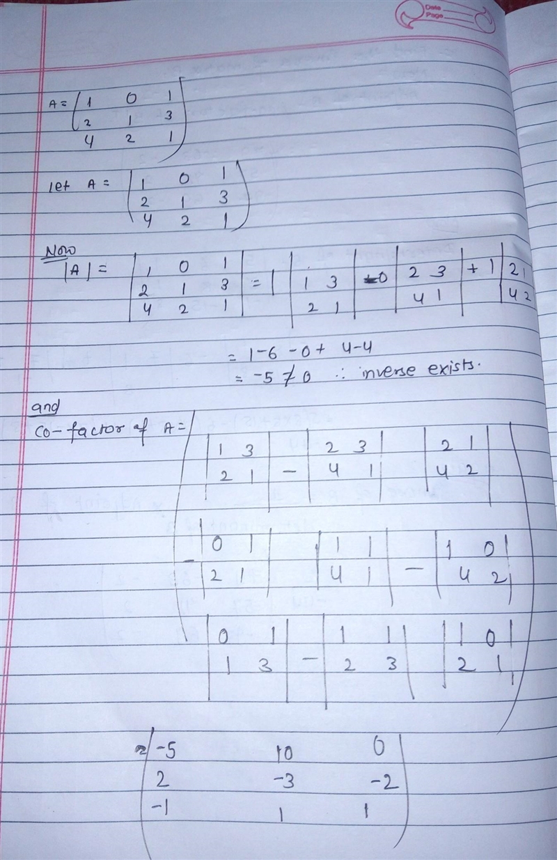 Given the value of A in the diagram , Find ; a. {A}^( - 1) b. Show that A\cdot {A-example-1