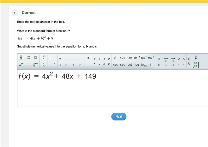 What is the standard form of function f? f(x)=4(x+6)+5 Substitute numerical values-example-1