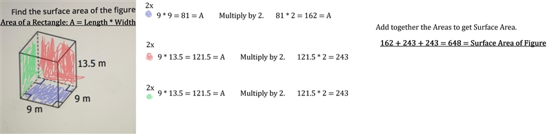 Find the surface area of the figure. 13.5 m m 2 9 m 9 m-example-1