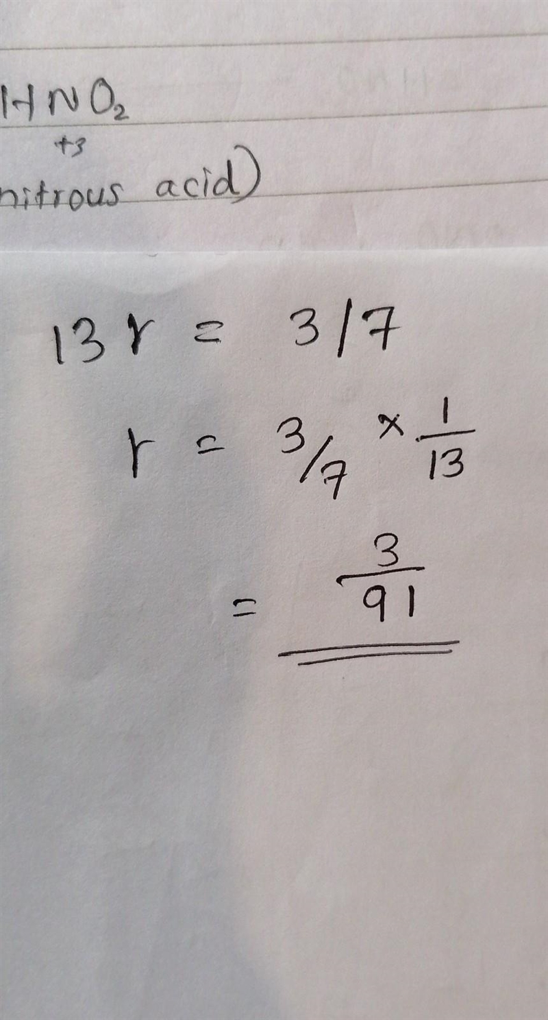 13r=3/7 what is r? R=91/3. R=39/7 R=7/39. R= 3/91​-example-1