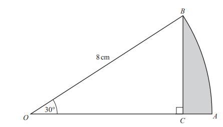 GCSE 995381 IGCSE PASTE NOT TO SCALE Past Papers 8 cm 30° A OAB is the sector of a-example-1