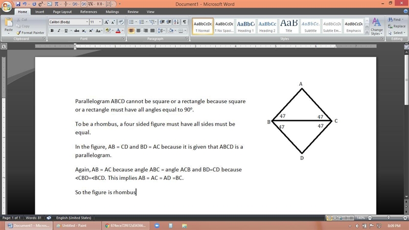 Question 15 Parallelogram ABCD has the angle measures shown. Can you conclude that-example-1