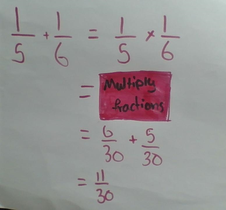 What is 1/5 + 1/6= Pls I need help-example-1