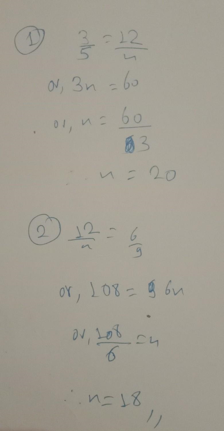 3/5 = 12/x X= 12/x = 6/9 X=-example-1