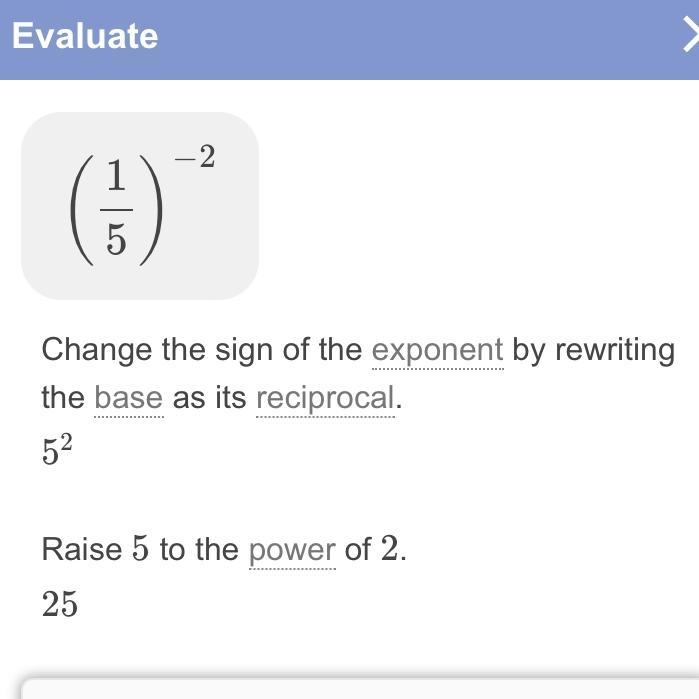 Evaluate the following expression. 1/5^-2-example-1