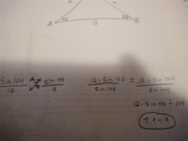 Determine the approximate value of side a.-example-1