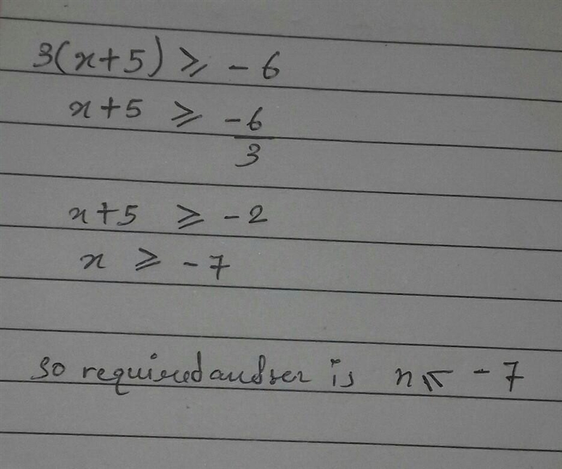 Translate the following statement to an inequality. Then, find the solution. Three-example-1