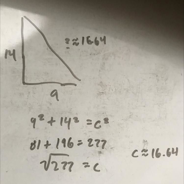 To the nearest tenth, what is the length of the hypotenuse of a right triangle whose-example-1