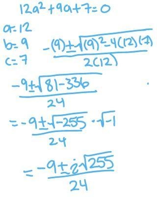 Solve using the quadratic formula. Show all work. Write each solution in simplest-example-1