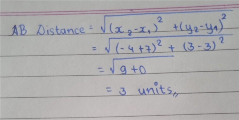 Find the distance between Point A (-7,3) and point B (-4,3) , correct to 2 decimal-example-1