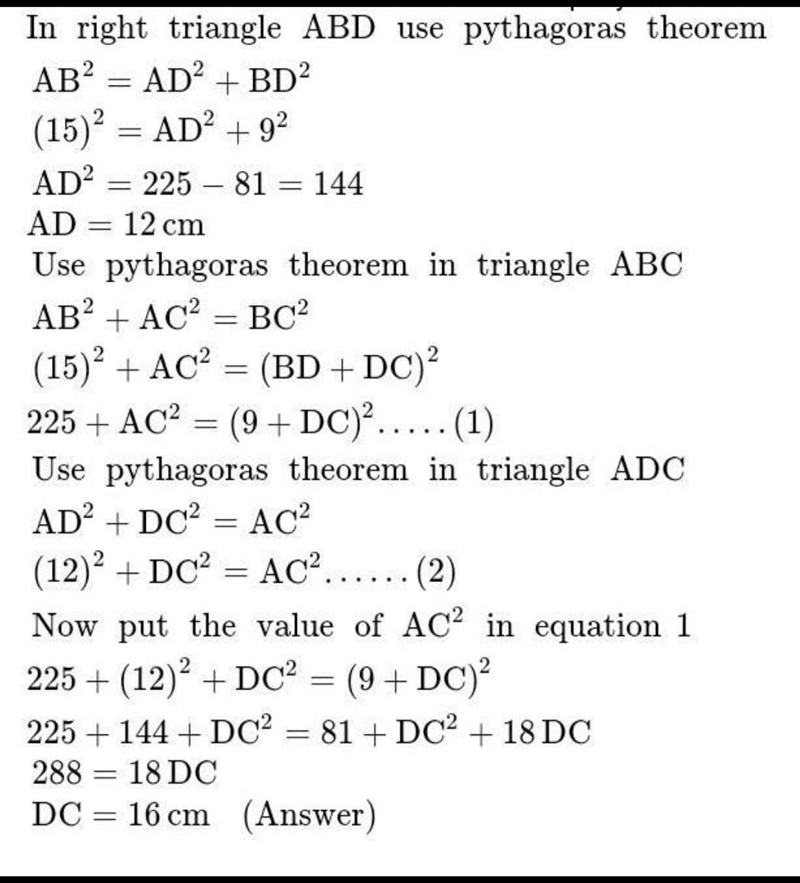 Triangle AB is 15 BD 9 what is area ABC-example-1