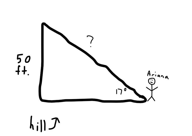 ariana is standing at the bottom of a hill in the zoo. the angle of elevation from-example-1