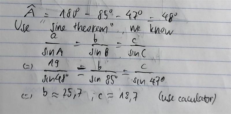 Solve the triangle. Round decimal answers to the nearest tenth​-example-1