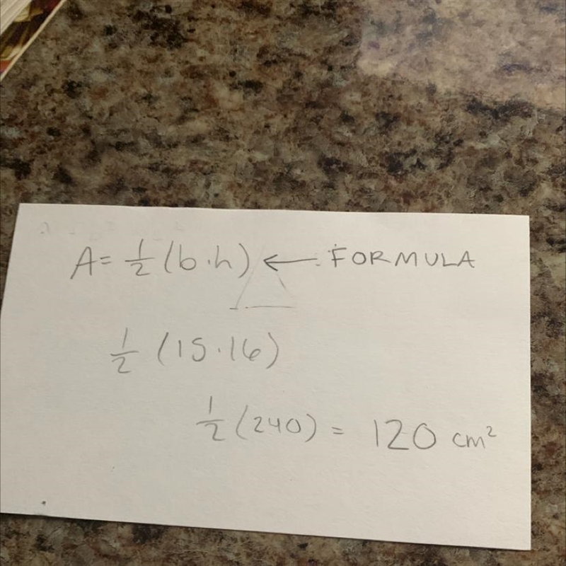 Jermaine draws a triangle with the following dimensions: • Height: 15 centimeters-example-1