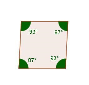 A parallelogram has one angle that measures 93°. What are the measures of the other-example-1