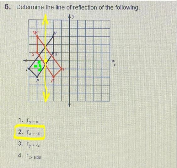 6. Determine the line of reflection of the following.-example-1