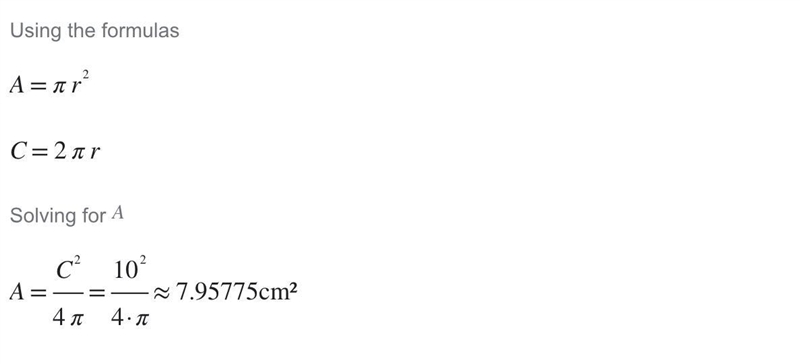 Сm What is the area of circle with circumference of 10cm ? 3-example-1