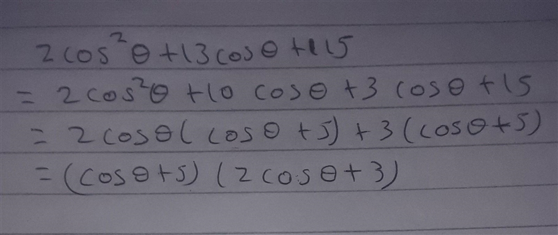 Resolve into factors. b. 2 cos0 + 13 cos0+ 15​-example-1