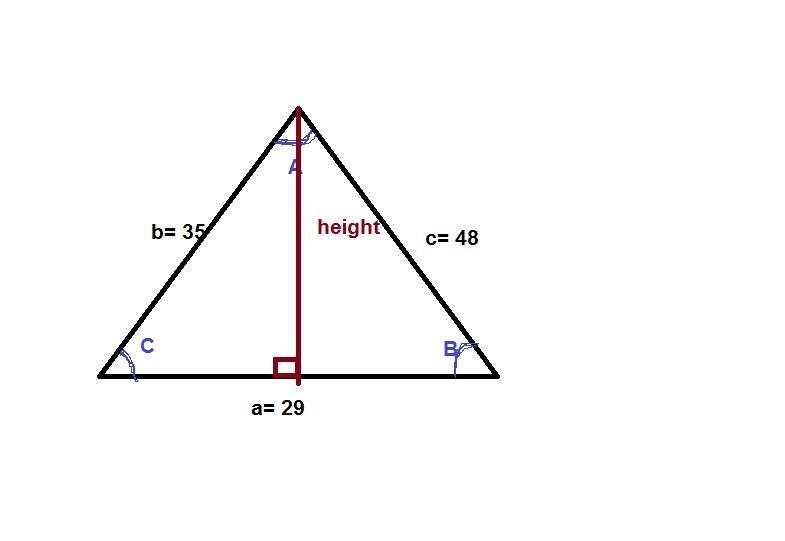 Averigua si el triángulo de los lados 29 cm, 35 cm, y 48 cm es rectángulo, acutángulo-example-1