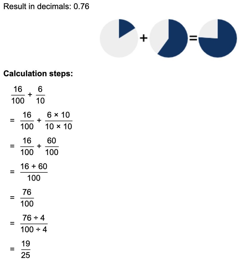 What is the sum of the following equation? 16/100 a. 10/100 b. 22/100 c. 36/100 d-example-1