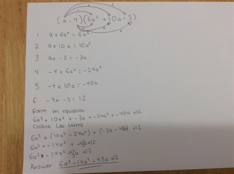 (a-4) (6a²+ 10a-3) simplify.-example-1