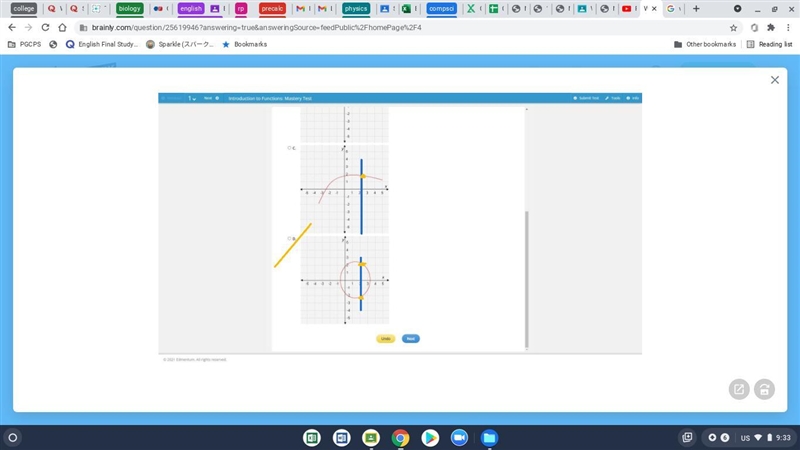 Which graph passes the vertical line test? A. B. C. D.-example-1