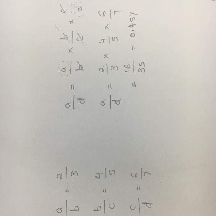 If a:b=2:3 b:c=4:5 and c:d=6:7 find a:d​-example-1