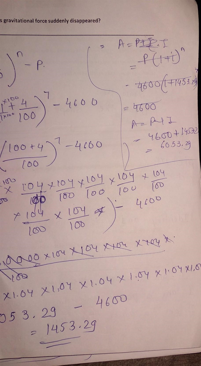 Colin invests £4600 into his bank account. He receives 4% per year compound interest-example-2