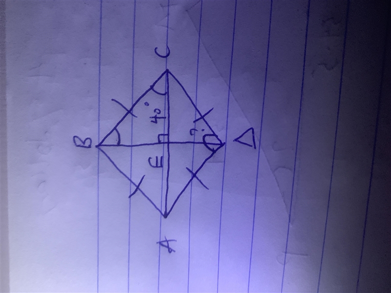 10.ABCD is a rhombus such that measure of angle ACB is 40º find the measure of angle-example-1