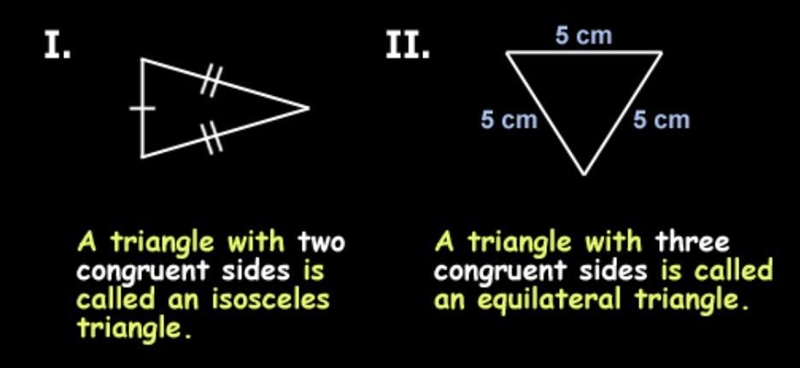 What is the difference between an isosceles triangle and an equilateral?​-example-1