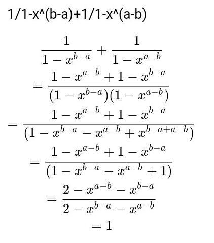 Simplify: 1/1-x^(b-a)+1/1-x^(a-b)​-example-1