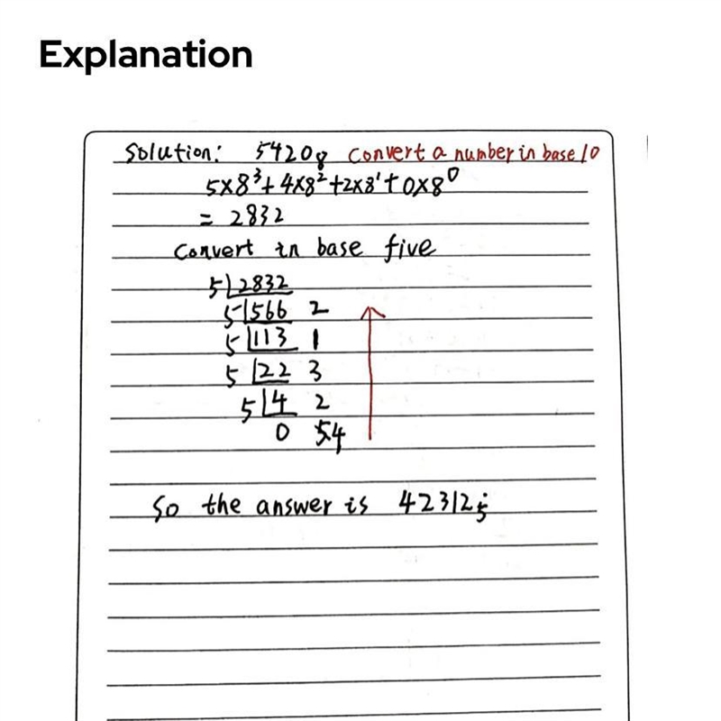 Convert 5420 into base five numeral​-example-1