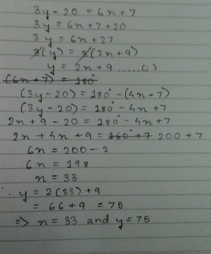 Given m || n, find the value of x and y-example-1