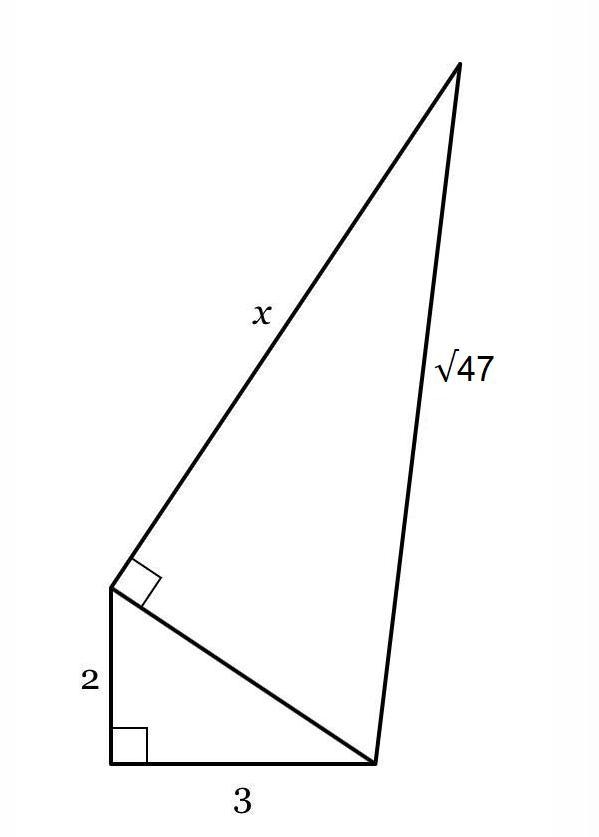 Find the unknown side length, x. Write your answer in simplest radical form. A. 3 B-example-1