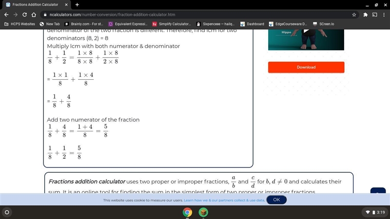 What is the sum of 1/8 and 1/12.-example-1