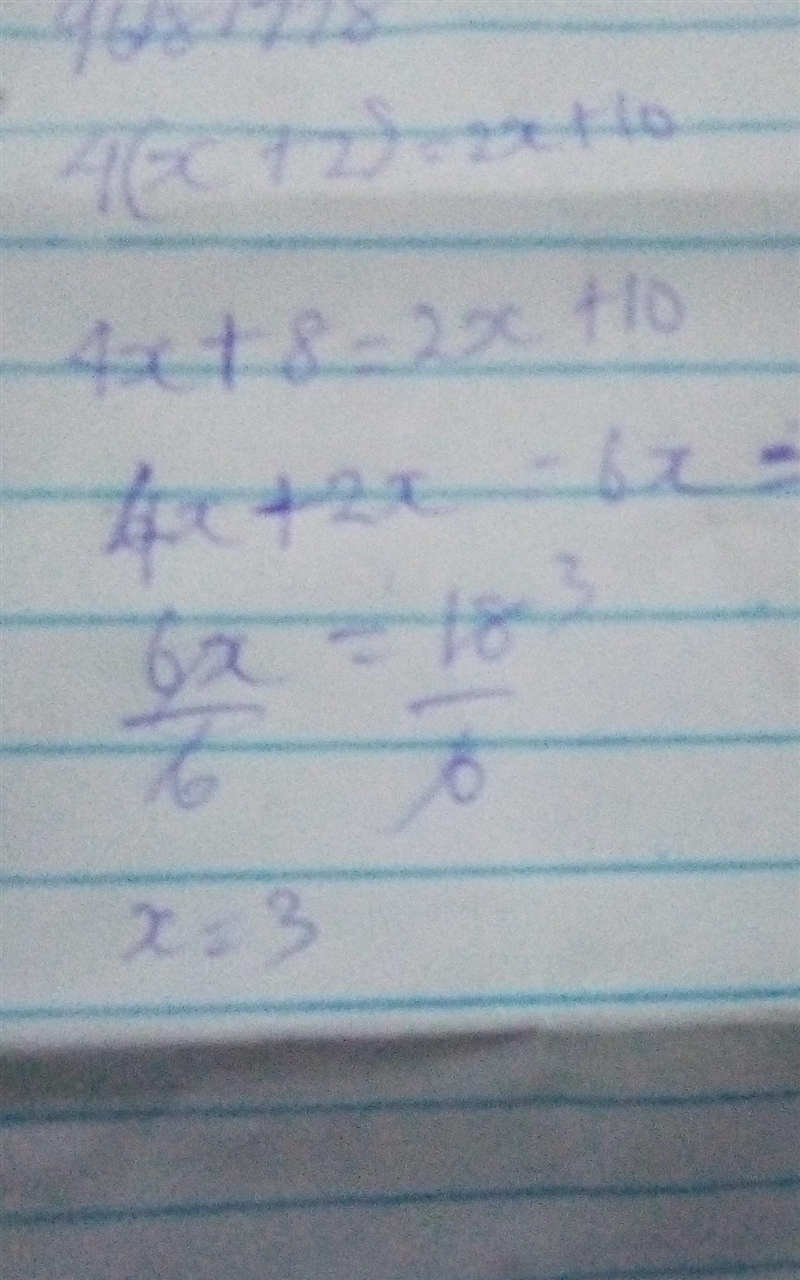 What does 4(x+2)=2x+10 equal?-example-1