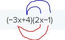 Multiply. (−3x+4)(2x−1) Express the answer in standard form. Enter your answer in-example-1