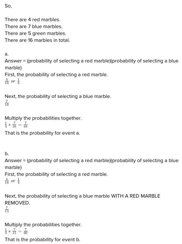 The diagram below shows the contents of a jar from which you select marbles at random-example-2