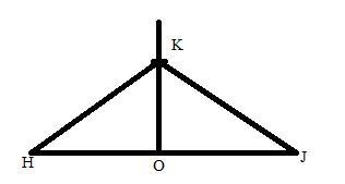 A point K is on the perpendicular bisector of a segment with endpoints at H and J-example-1