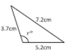 The cosine rule calculate tha angle of r 7.2 3,7 5.2-example-1