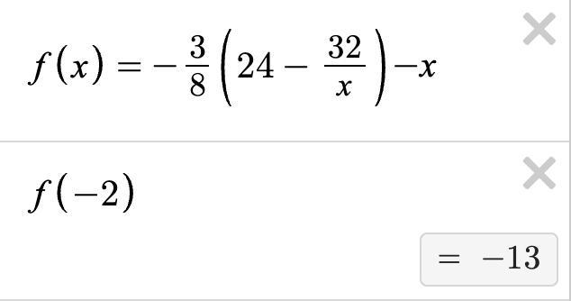 Help!!!!!!!!!!!!!!! If f(x) = -(24 – 32) – x, find f(-2).-example-1