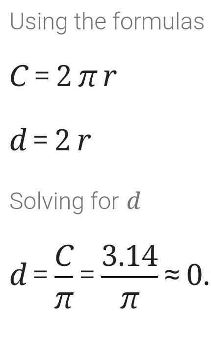 A circle has a circumference of 3.14 units. What is the diameter of the circle? inits-example-1